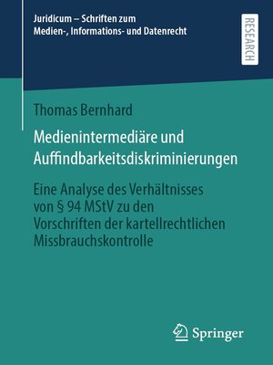 cover image of Medienintermediäre und Auffindbarkeitsdiskriminierungen